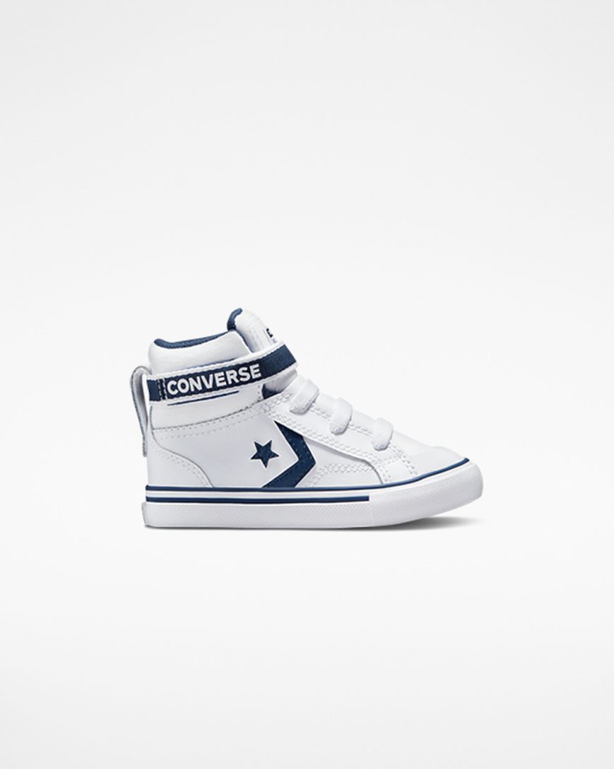 Girls\' Converse Pro Blaze Strap Easy-On Varsity Club High Top Shoes White / Navy / White | AU 4E6C5D